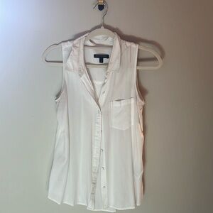 white banana republic sleeveless button up